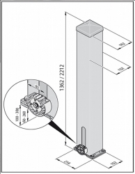 motorový pohon pro posuvnou bránu SOMMER SP 900 ve sloupku - rozměry