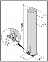 motorový pohon pro posuvnou bránu SOMMER SP 900 ve sloupku - rozměry